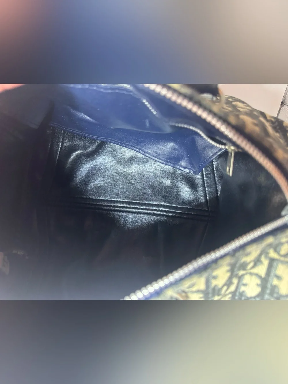 Christian Dior Oblique Boston Bag Blue Trotter Monogram Authentic Vintage Dior - Picture 10 of 16